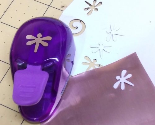Judy Larson's Think Outside the Box - Alternative Metal Texturing - , Metalwork, Texturing, Use a punch to cut a design from card stock